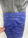 Express Sz 12 Blue & Black Mini Dress Club Evening Pleather Ruched Strapless
