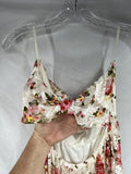 Flowy Lace Back Bow Dress Floral Strapless Mini Dress Beach Cover X-Large Day