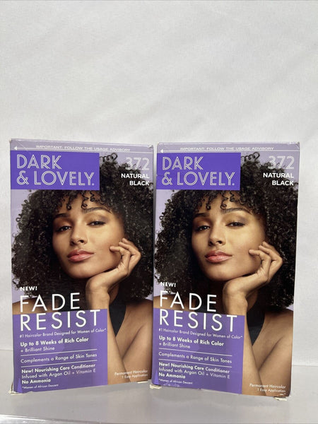 (2) Dark and Lovely 372 Natural Black SoftSheen-Carson ￼ Hair Color Fade Resist