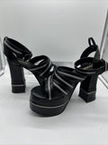 Demonia Charade 32 Chunky Heel Sandal Zipper Detail 4”+ High Shoe Platform