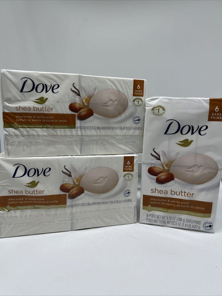 (3) Dove Purely Pampering Beauty Bar Shea Butter Vanilla 4oz 6 Bars Soap Each