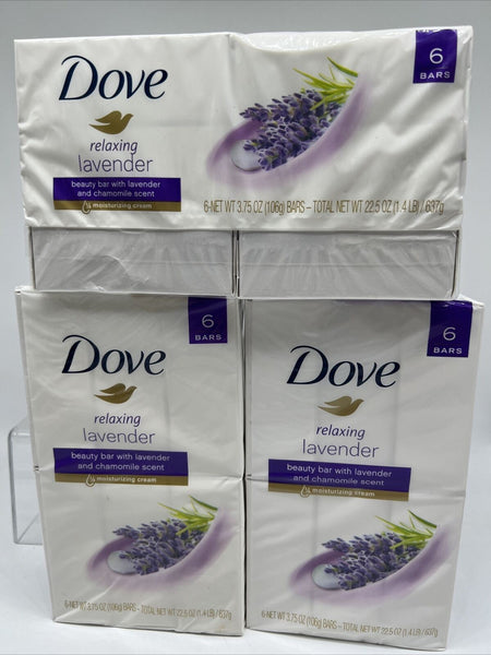 (3) Dove Relaxing Lavender Beauty Bar Lavender & Chamomile Scent 3.75oz 6 each