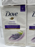 (3) Dove Relaxing Lavender Beauty Bar Lavender & Chamomile Scent 3.75oz 6 each