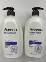 (2) Aveeno Stress Relief Body Wash with Oat, Calm & Relax Lavender Scent 33oz