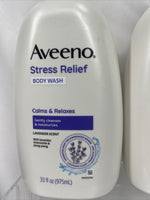 (2) Aveeno Stress Relief Body Wash with Oat, Calm & Relax Lavender Scent 33oz