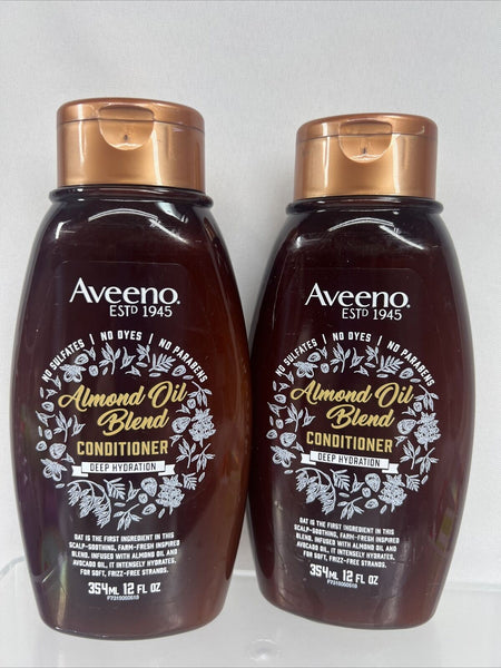 (2) Aveeno Almond Oil Blend Conditioner Deep Hydration Hair 12 fl oz. Each