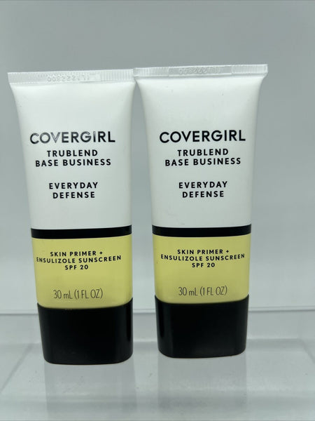 (2) Covergirl TruBlend Base Business Everyday Defense Makeup Primer 1oz