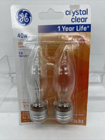 GE Decorative Light Bulb Bent-Tip 330 Lumen Clear 40 Watt 2Pk 66109 COMBINESHIP