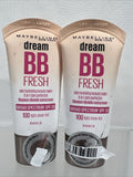 (2) MAYBELLINE 100 Light Dream Pure BB Fresh Creme Face 8 In 1 Beauty Balm  1oz
