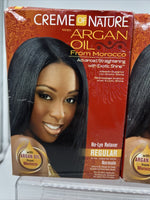 (2) CREME OF NATURE W/ ARGAN OIL  NO LYE RELAXER  STRAIGHTENING Regular