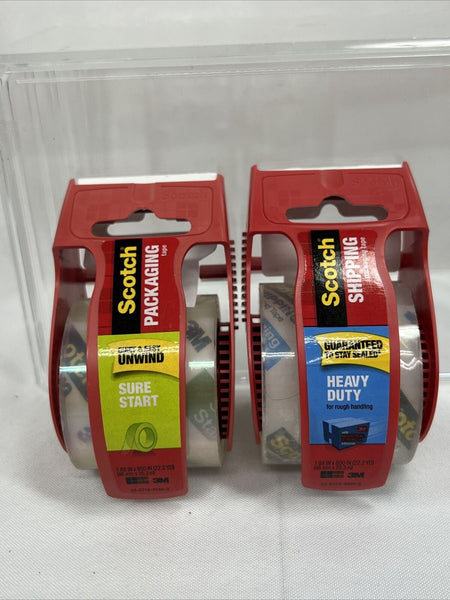 (2) 3M Scotch 1.88" x 800" Clear Package & Heavy Duty Mailing Tape w/ Dispenser