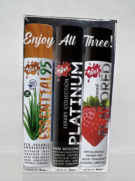 Wet Assortment Sampler 3 Pack Luxury Platinum Lube Premium Flavor Lubricant