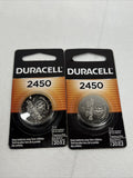 (2) DURACELL 2450 Button Coin Battery Lithium 3 volt DL2450 CR2450 Security