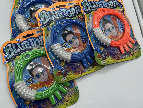 (3) BlueTopia Dive Rings Blue, Green & Orange Easy Grip Pool Toys Weighted Hoop