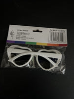Sunglasses White Heart Frames Love Is Love Rainbow Lense Pride LGBTQ COMBINESHIP