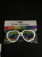 Sunglasses White Heart Frames Love Is Love Rainbow Lense Pride LGBTQ COMBINESHIP