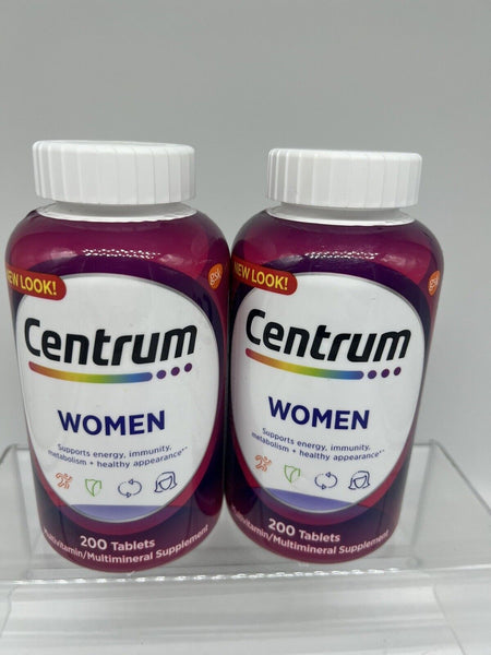 (2) Centrum Women Multivitamin 200 Tablets Energy Immunity Metabolism 11/23