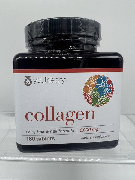 Youtheory Collagen 160 Tabs 6000mg healthy Hair Nails  ￼ vitamin 3/26