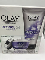 Olay Regenerist Retinol 24 + Peptide Night Moisturizer 1.6oz  Face Cleanser 5oz