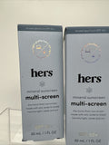 (2) hers Multi-Screen Mineral Sunscreen Broad Spectrum SPF 50+