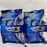 (2) Gillette Sensor 3 Simple Men's Disposable Razors 8 Count Each Ultragrip fres