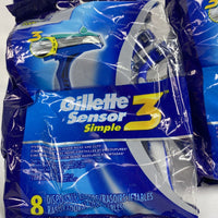 (2) Gillette Sensor 3 Simple Men's Disposable Razors 8 Count Each Ultragrip fres