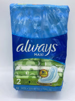 Size 2 ALWAYS MAXI - Long Super Size w/ Flexi-Wings - 32 Pads fresh