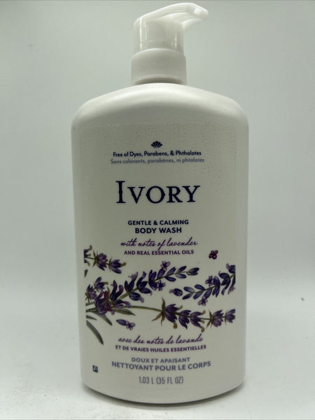 Ivory Mild and Gentle Body Wash, Lavender Scent Plant-Based Essential Oil  35 oz