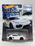 2023 Hot Wheels Fast & Furious White Porsche 718 Cayman GT4 4/5 Prem Real Riders