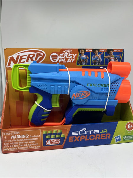 Nerf Elite Junior Explorer Easy-Play Toy Foam Blaster, 8 Darts for Multicolor