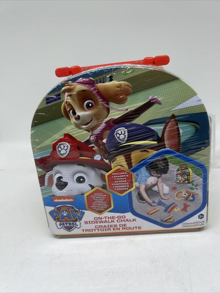 Paw Patrol On The Go Sidewalk Chalk & Stencil Kit Tin Carry Case With Handle 3+