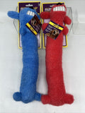 (2) MultiPet Loofa Dog Squeaker Plush Cuddle toy Large 12"  Red Blue pet Stuffed