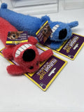 (2) MultiPet Loofa Dog Squeaker Plush Cuddle toy Large 12"  Red Blue pet Stuffed