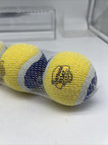 3 Pack Dog Fetch Balls Squeaky Toy Banana Boat Blue Yellow Safe