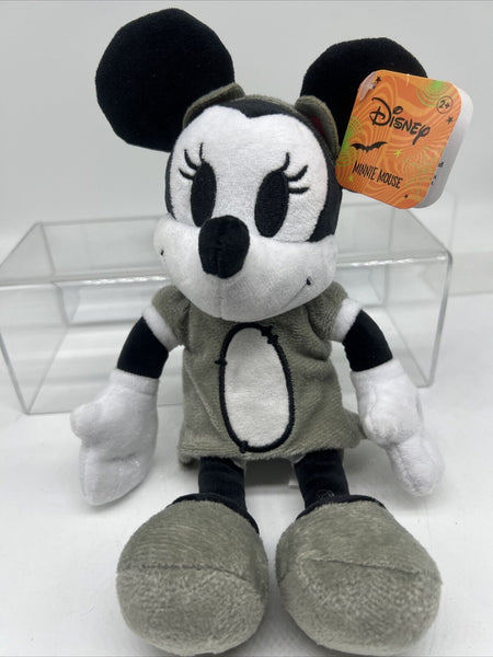 Disney Halloween Minnie Mouse Beanie Plush black white Just Play 10" Stuffed Ani