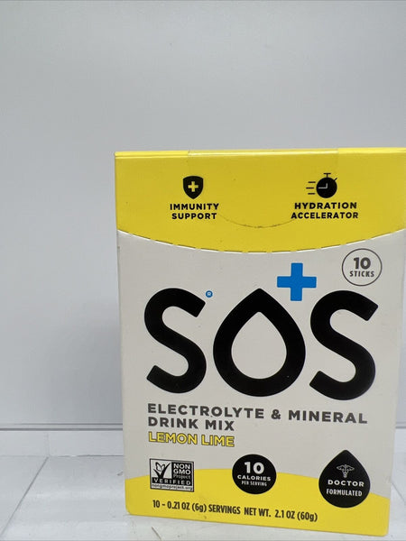 SOS Lemon Lime Electrolyte & Mineral Drink Mix 10 SERVINGS COMBINE SHIPPING