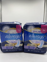 (2) Always Ultra Thin Sz 5 Extra Heavy Overnight Wings Unscented  24 Pads 48ttl
