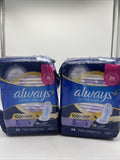 (2) Always Ultra Thin Sz 5 Extra Heavy Overnight Wings Unscented  24 Pads 48ttl