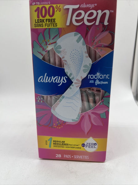 Always TEEN Radiant w/ FlexFoam Unscented Size 1 20 ct