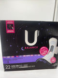 U by Kotex Balance Ultra Thin Overnight Pads with Wings, Extra Heavy 22 Count