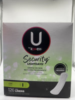 U by Kotex Security Lightdays Panty Liners, Light Absorbency, Long, 126 Count