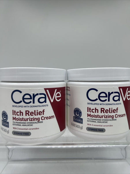 (2) CeraVe Itch Relief Moisturizing Creme Lotion 3 Essential Ceramides 16oz 2/24