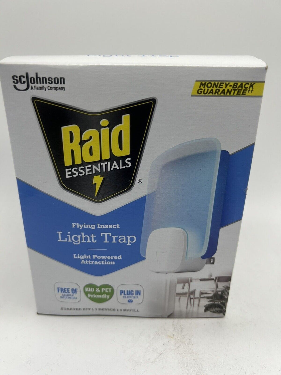 RAID Essentials Flying Insect Light Trap Starter Kit 1 Device&Refill C ...