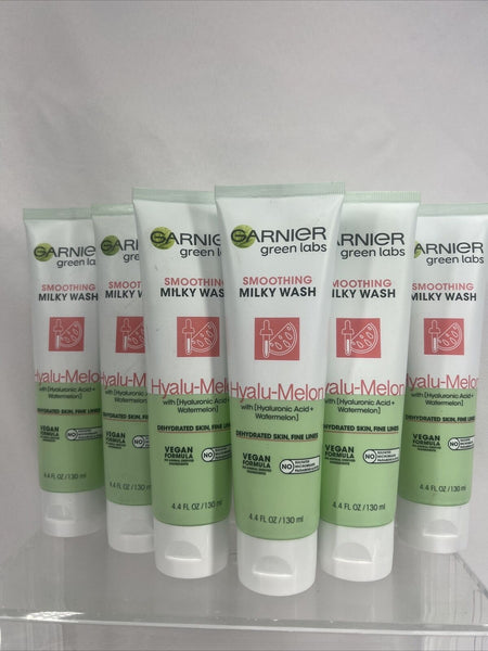 (6)Garnier Hyalu-Melon Smoothing Milky Cleanser Hyaluronic Acid Fine Line 4.4oz