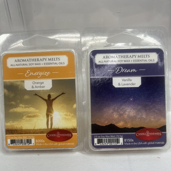 (2) CANDLE WARMERS ETC. Aromatherapy Scented Wax Melt Dream & Energize 2.5oz