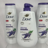 (3)  Dove Relaxing Body Wash Lavender Oil & Chamomile Cleanser 20 oz & 30oz