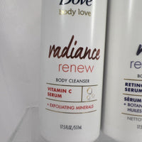 (3) Dove Body Love Cleanser Night Recovery Radiance Renew Serum Retinol 17.5oz