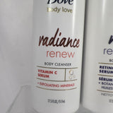 (3) Dove Body Love Cleanser Night Recovery Radiance Renew Serum Retinol 17.5oz
