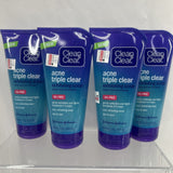 (4) Clean & Clear Triple Clear Exfoliating Scrub ￼Salicylic Acid Aloe Mint 5 oz