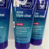 (4) Clean & Clear Triple Clear Exfoliating Scrub ￼Salicylic Acid Aloe Mint 5 oz